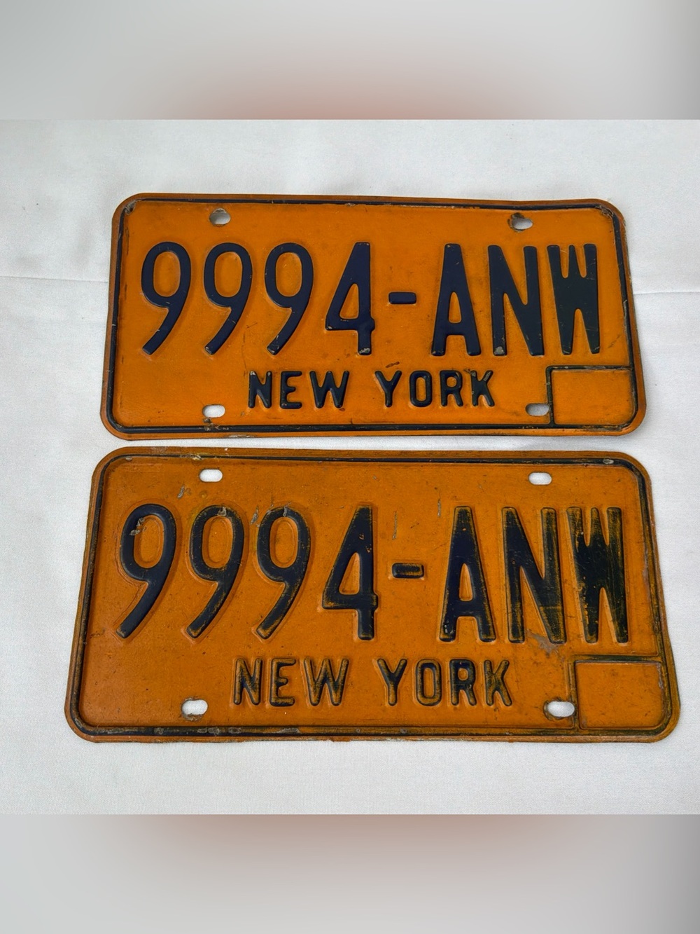 VINTAGE Pair 1970-80’s NEW YORK LICENSE PLATE TAG #9994-ANW